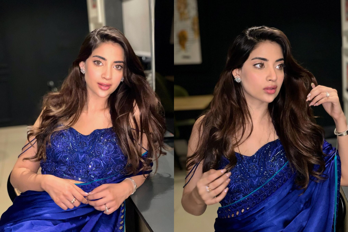 Saboor Aly Radiates Elegance in Mesmerizing Blue Saree Ensemble