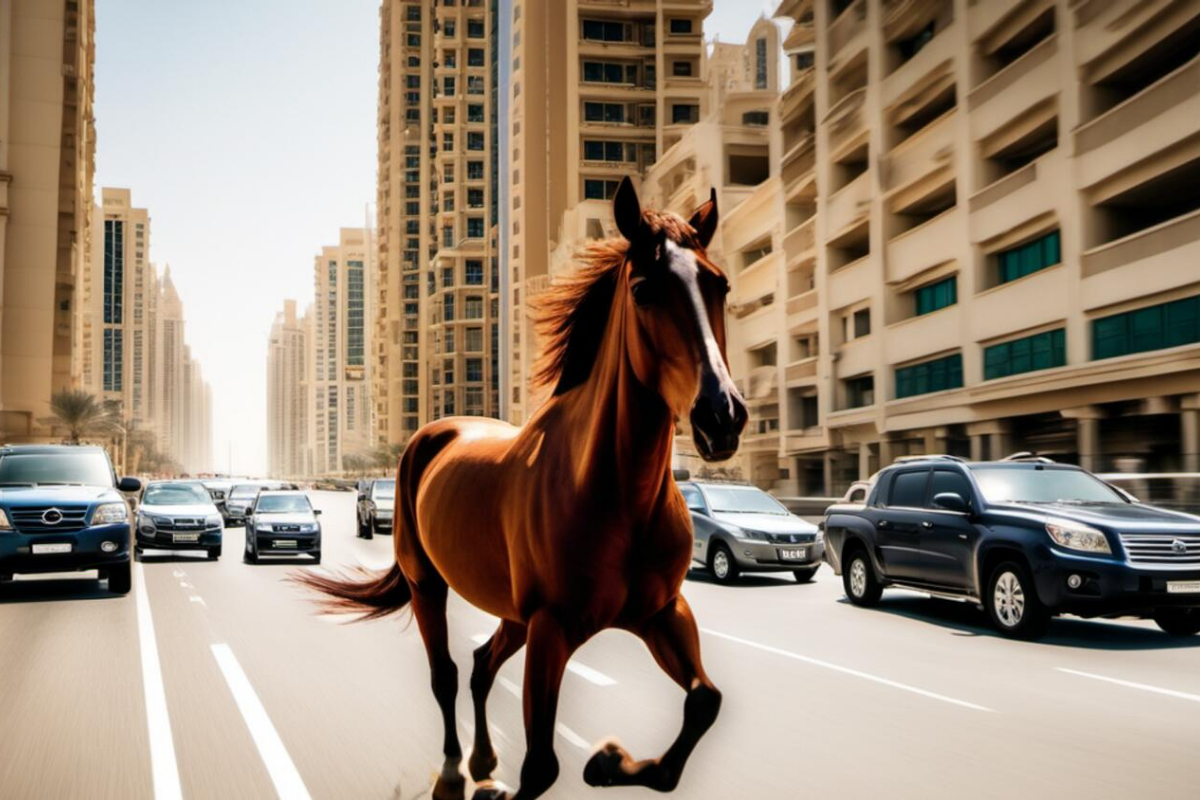 Riders to the rescue! Delivery heroes save panicked horse on Dubai streets