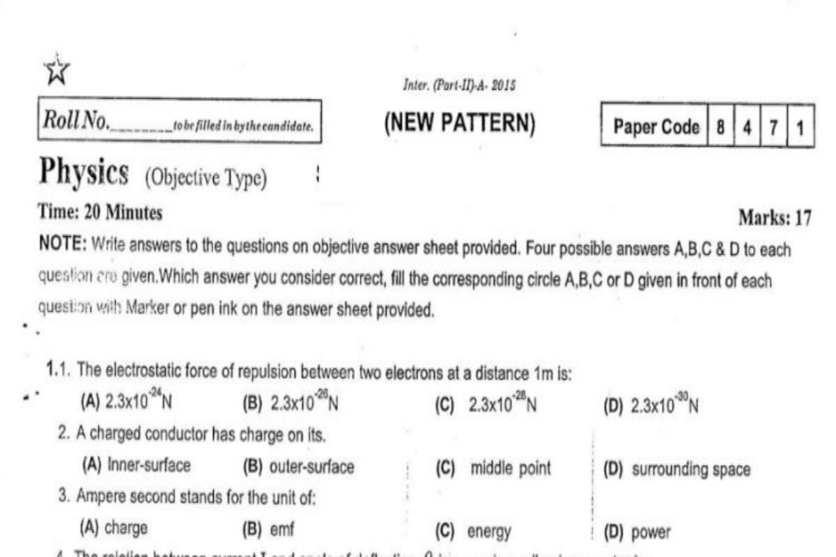 Inter Part 2 Physics guess papers