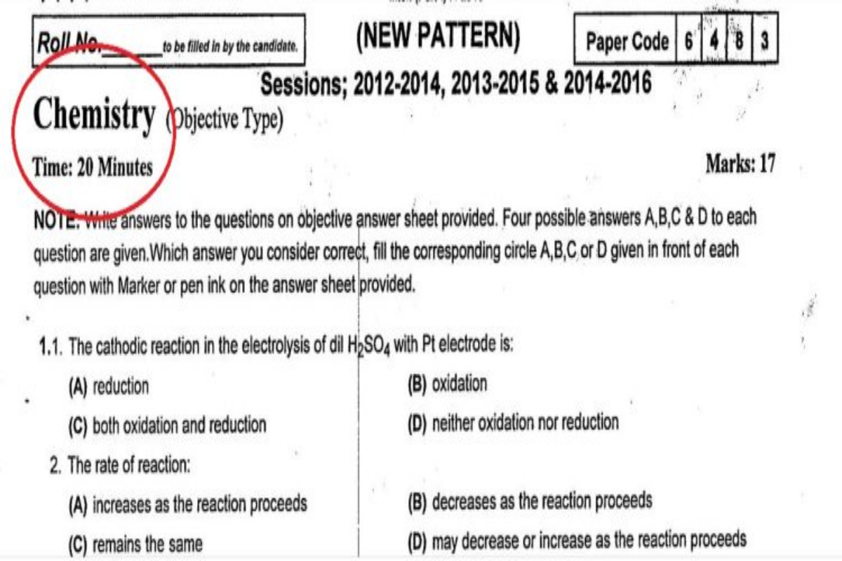 Chemistry Class 11 Guess papers