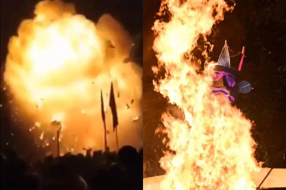 India: Massive explosion of “Ravan Effigy” creates a Mushroom cloud