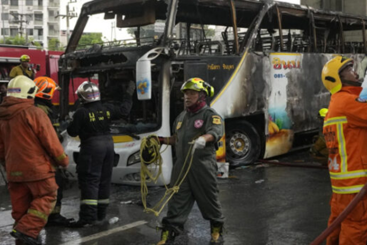 23 feared dead as school bus erupts in flames in Bangkok