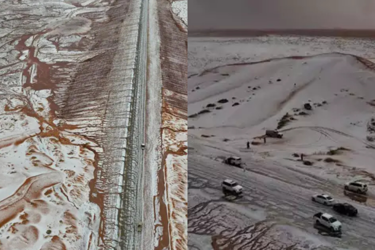 Rare snowfall: Saudi Arabia’s Al-Jawf region witnessed snowfall for the first time