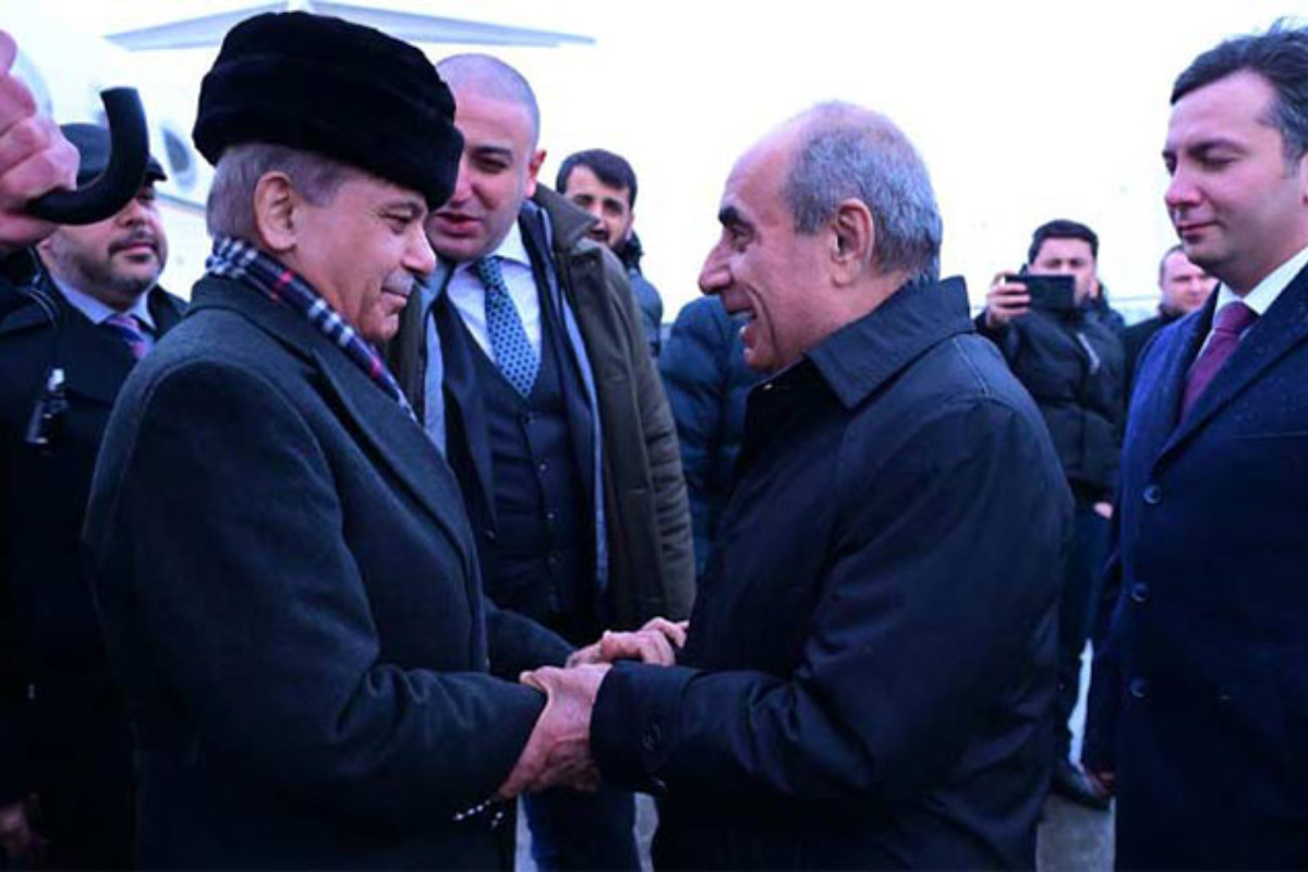 Prime Minister Shehbaz Sharif arrives in Baku on two-day official visit