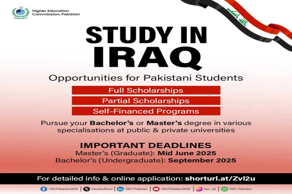 Study in Iraq: HEC Announces Scholarship Program 2025 for Pakistanis