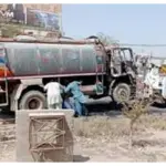 Motorcyclist killed after hit by water tanker in Karachi