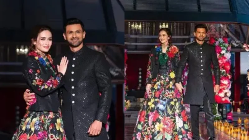 Sana Javed and Shoaib Malik steal the spotlight with their ramp walk in Doha