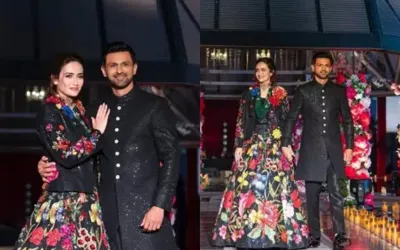 Sana Javed and Shoaib Malik steal the spotlight with their ramp walk in Doha