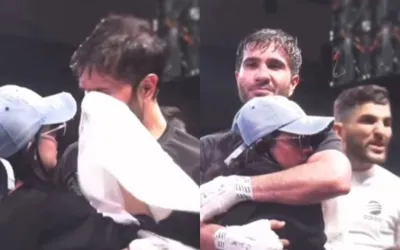 Feroze Khan’s wife rushes to comfort him after boxing loss to Rahim Pardesi