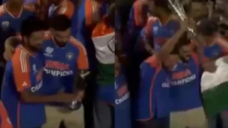 Rohit, Kohli proudly present T20 World Cup trophy to fans during open-bus parade