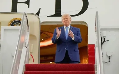 Trump reviews Qatar-gifted upgraded Air Force One jet in Maryland
