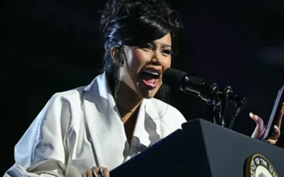 Cardi B reacts to her teleprompter mishap during Kamala Harris' rally