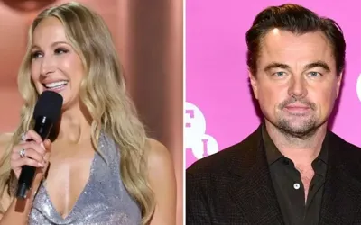 Leonardo DiCaprio reacts to Nikki Glaser’s jokes at Golden Globes