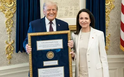 Machado presents Trump with her Nobel Peace Prize