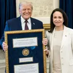Machado presents Trump with her Nobel Peace Prize