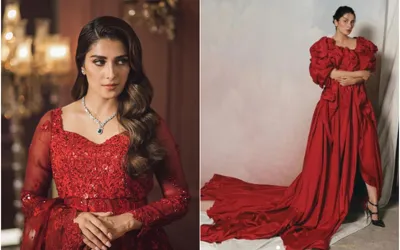 Ayeza Khan Shines in Stylish Red Dress