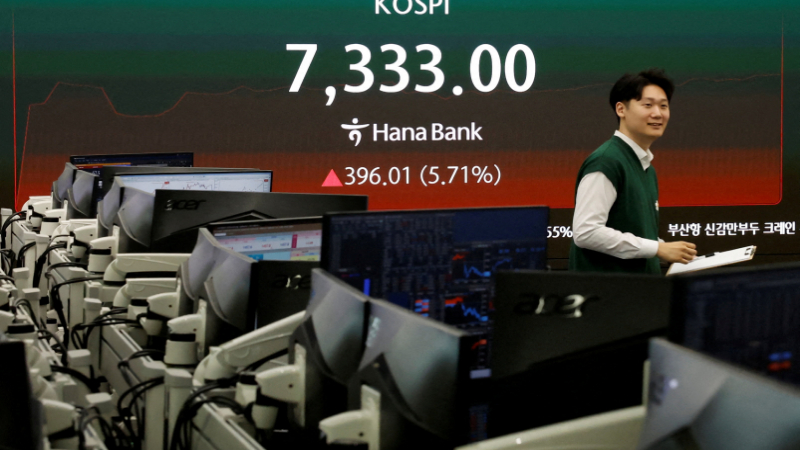 KOSPI hits record high, edging closer to 8,000 on tech surge