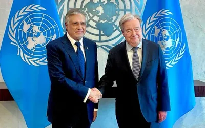Ishaq Dar meets UN chief Guterres in New York, discusses regional tensions