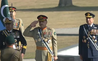 Chief of Defence Forces Asim Munir receives guard of honour at GHQ