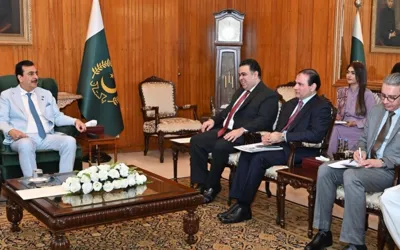 Fahd Haroon and Yousuf Raza Gillani discuss Digital Media initiatives in meeting