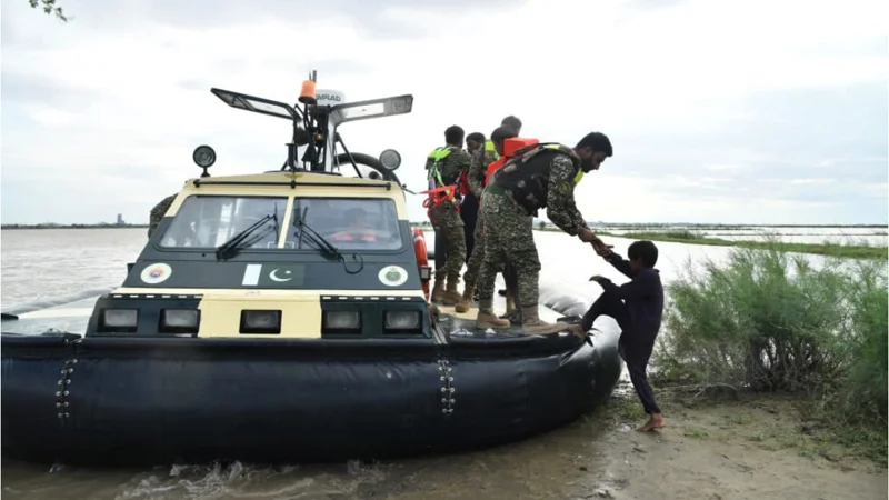 Pakistan Navy conducts rescue operations in flood hit areas
