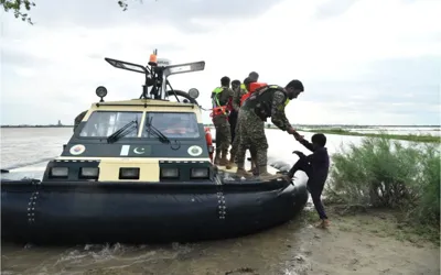 Pakistan Navy conducts rescue operations in flood hit areas