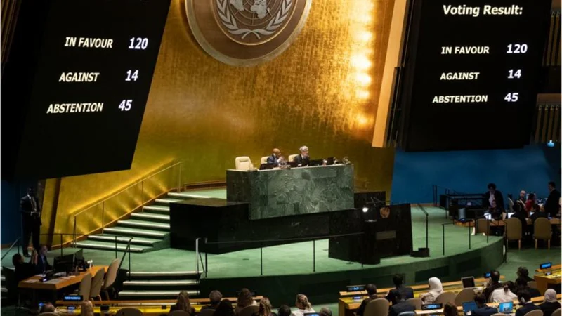 United Nations General Assembly approves resolution on two-state solution for Palestine
