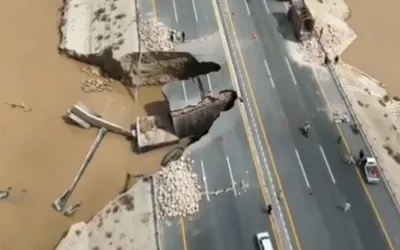 Another Section of motorway washed away near Jalalpur Pirwala