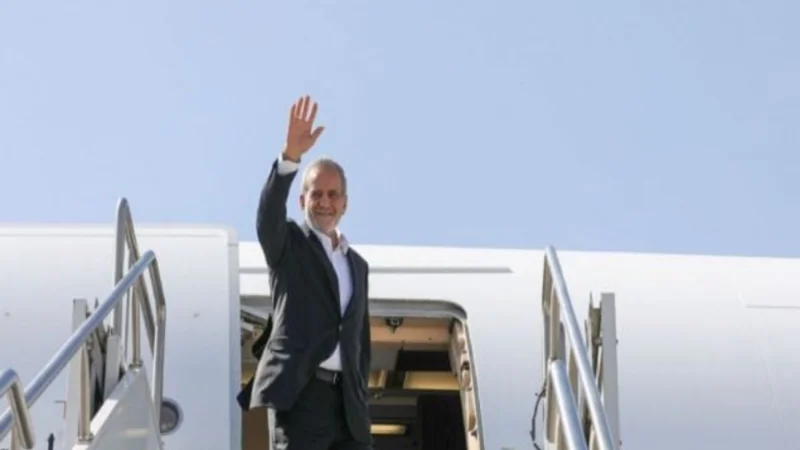 Iranian President Masoud Pezeshkian arrives in Islamabad