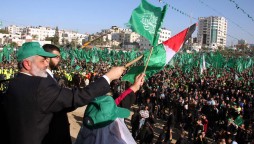 Defiantly, Hamas holds military parade with appearance of top leader