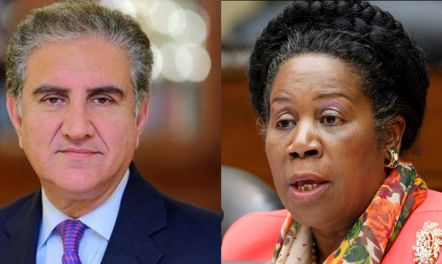 FM Qureshi speaks with congresswoman Sheila Jackson Lee