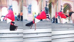 Girl performs amazing backflip