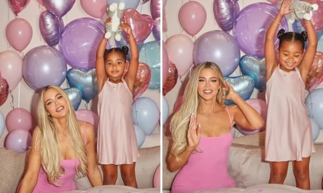 Khloe Kardashian flaunts her slimmer form in a tight outfit as she poses with her 4-year-old daughter True in a heartwarming birthday photoshoot