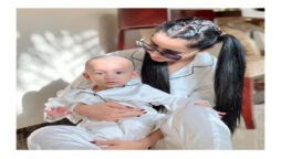 Saniya Shamshad twinning with her baby boy in adorable white lounge wears