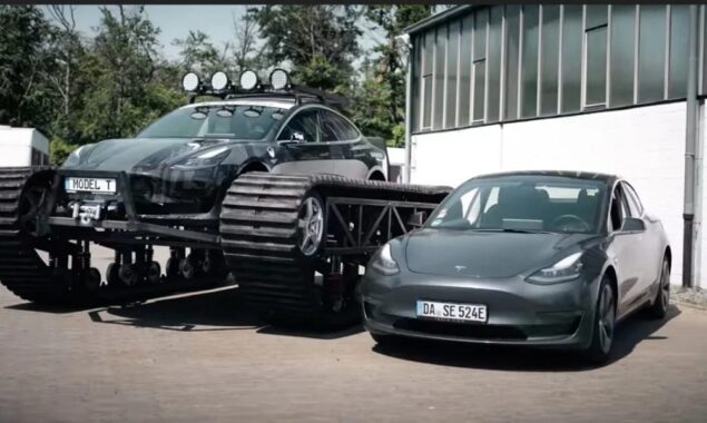 Youtubers presents Tesla Model 3 Electric Tank