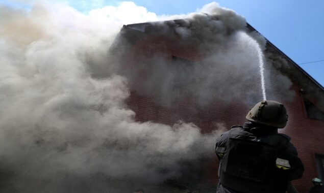 Firefighters battle blazes near Kharkiv