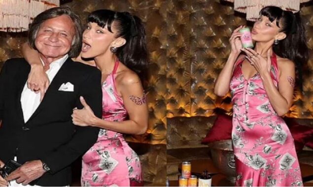 Bella Hadid looks stunning in pink as she joins her father, Mohamed Hadid, and model Lori Harvey