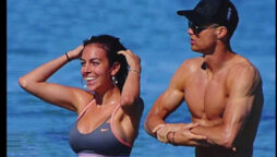 Georgina Rodriguez at Ibiza beach with partner Cristiano Ronaldo