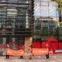 Environmental activists throw red paint over Queen Elizabeth building