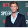 Chris Hemsworth appeared sophisticated in burgundy suit