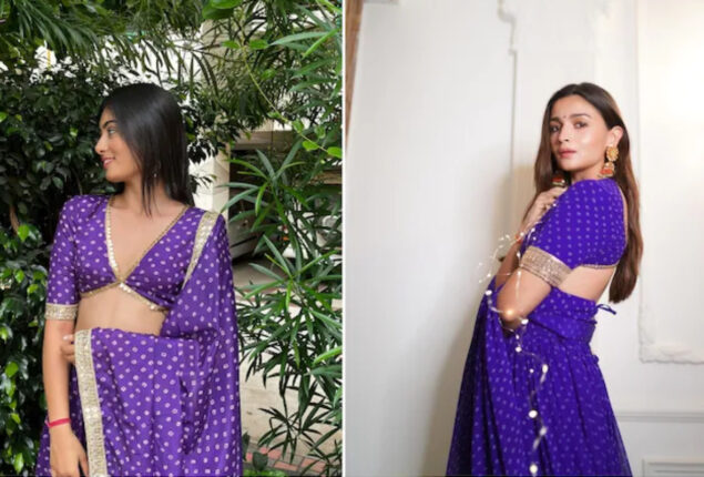 Girl made Alia Bhatt bandhani Sabyasachi lehenga in 5k