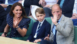 Kate Middleton & Prince William cheer as they take George to Wimbledon