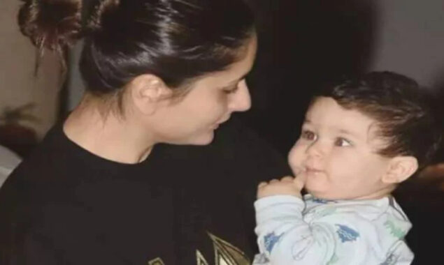 Kareena Kapoor Khan posed with Jeh with a Rainbow in the background
