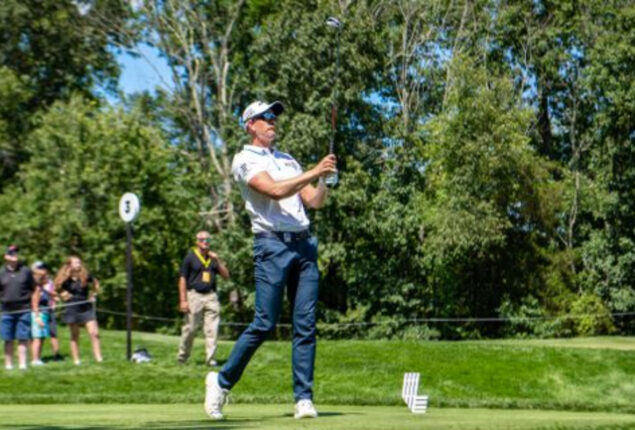 Henrik Stenson glad to shake off week to lead at Bedminster