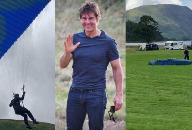 Tom Cruise wows his fans with paragliding skills