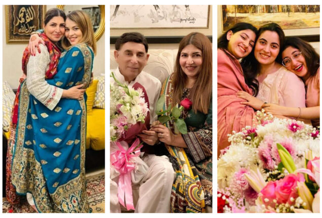 Shagufta Ejaz awaited the reunion of her family at entrance