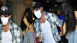 Hrithik Roshan and Saba Azad spotted outside movie theatre