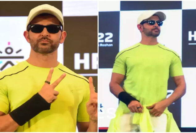 Hrithik Roshan looks handsome in neon at an event in Mumbai