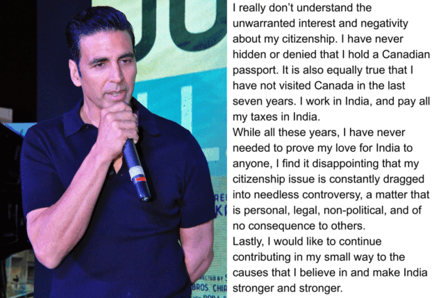 Indian actor Akshay Kumar opens out about his Canadian citizenship