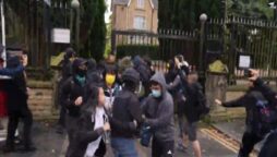 An alleged beating occurred on a Hong Kong demonstrator at the British Consulate